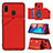Soft Luxury Leather Snap On Case Cover Y04B for Samsung Galaxy A30 Red