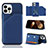 Soft Luxury Leather Snap On Case Cover Y05B for Apple iPhone 13 Pro Blue