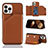 Soft Luxury Leather Snap On Case Cover Y05B for Apple iPhone 13 Pro Brown