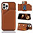 Soft Luxury Leather Snap On Case Cover Y05B for Apple iPhone 13 Pro Max Brown