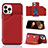 Soft Luxury Leather Snap On Case Cover Y05B for Apple iPhone 13 Pro Max Red