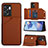 Soft Luxury Leather Snap On Case Cover YB2 for OnePlus Nord N300 5G Brown