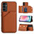 Soft Luxury Leather Snap On Case Cover YB2 for Samsung Galaxy A14 5G Brown