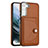 Soft Luxury Leather Snap On Case Cover YB5 for Samsung Galaxy S22 Plus 5G Brown