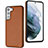 Soft Luxury Leather Snap On Case Cover YB6 for Samsung Galaxy S22 5G Brown