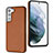 Soft Luxury Leather Snap On Case Cover YB6 for Samsung Galaxy S22 Plus 5G Brown