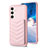Soft Silicone Gel Leather Snap On Case Cover BF1 for Samsung Galaxy S22 5G Rose Gold