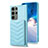 Soft Silicone Gel Leather Snap On Case Cover BF1 for Samsung Galaxy S22 Ultra 5G Mint Blue