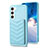 Soft Silicone Gel Leather Snap On Case Cover BF1 for Samsung Galaxy S23 5G Mint Blue