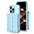 Soft Silicone Gel Leather Snap On Case Cover BF3 for Apple iPhone 13 Pro Max Blue