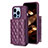 Soft Silicone Gel Leather Snap On Case Cover BF3 for Apple iPhone 13 Pro Max Purple