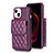 Soft Silicone Gel Leather Snap On Case Cover BF3 for Apple iPhone 13 Purple