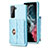 Soft Silicone Gel Leather Snap On Case Cover BF3 for Samsung Galaxy S21 FE 5G Sky Blue