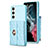 Soft Silicone Gel Leather Snap On Case Cover BF3 for Samsung Galaxy S22 Plus 5G Mint Blue