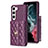 Soft Silicone Gel Leather Snap On Case Cover BF3 for Samsung Galaxy S22 Plus 5G Purple