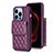 Soft Silicone Gel Leather Snap On Case Cover BF4 for Apple iPhone 13 Pro Max Purple
