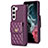 Soft Silicone Gel Leather Snap On Case Cover BF4 for Samsung Galaxy S23 5G Purple