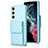 Soft Silicone Gel Leather Snap On Case Cover BF5 for Samsung Galaxy S22 Plus 5G Mint Blue