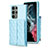 Soft Silicone Gel Leather Snap On Case Cover BF5 for Samsung Galaxy S22 Ultra 5G Mint Blue