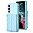 Soft Silicone Gel Leather Snap On Case Cover BF6 for Samsung Galaxy S22 Plus 5G Mint Blue