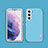 Soft Silicone Gel Leather Snap On Case Cover S04 for Samsung Galaxy S21 Plus 5G Sky Blue