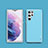 Soft Silicone Gel Leather Snap On Case Cover S04 for Samsung Galaxy S21 Ultra 5G Sky Blue
