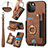 Soft Silicone Gel Leather Snap On Case Cover SD1 for Apple iPhone 14 Pro Brown