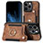 Soft Silicone Gel Leather Snap On Case Cover SD10 for Apple iPhone 13 Pro Max Brown