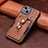 Soft Silicone Gel Leather Snap On Case Cover SD10 for Apple iPhone 14 Plus Brown