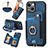 Soft Silicone Gel Leather Snap On Case Cover SD12 for Apple iPhone 13 Blue