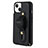Soft Silicone Gel Leather Snap On Case Cover SD14 for Apple iPhone 13 Black
