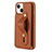 Soft Silicone Gel Leather Snap On Case Cover SD14 for Apple iPhone 14 Brown