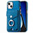 Soft Silicone Gel Leather Snap On Case Cover SD16 for Apple iPhone 13 Blue