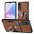 Soft Silicone Gel Leather Snap On Case Cover SD2 for Oppo A58 5G Brown