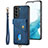 Soft Silicone Gel Leather Snap On Case Cover SD2 for Samsung Galaxy S22 Plus 5G Blue