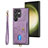 Soft Silicone Gel Leather Snap On Case Cover SD2 for Samsung Galaxy S22 Ultra 5G Clove Purple