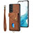 Soft Silicone Gel Leather Snap On Case Cover SD2 for Samsung Galaxy S23 Plus 5G Brown