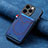 Soft Silicone Gel Leather Snap On Case Cover SD3 for Apple iPhone 13 Pro Blue