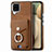 Soft Silicone Gel Leather Snap On Case Cover SD4 for Samsung Galaxy A12 Brown