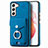 Soft Silicone Gel Leather Snap On Case Cover SD4 for Samsung Galaxy S21 FE 5G Blue