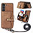 Soft Silicone Gel Leather Snap On Case Cover SD4 for Samsung Galaxy S22 Plus 5G Brown