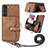 Soft Silicone Gel Leather Snap On Case Cover SD4 for Samsung Galaxy S23 Plus 5G Brown