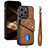 Soft Silicone Gel Leather Snap On Case Cover SD5 for Apple iPhone 14 Pro Max Brown