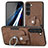 Soft Silicone Gel Leather Snap On Case Cover SD5 for Samsung Galaxy S22 5G Brown