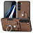 Soft Silicone Gel Leather Snap On Case Cover SD5 for Samsung Galaxy S22 Plus 5G Brown