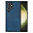 Soft Silicone Gel Leather Snap On Case Cover SD5 for Samsung Galaxy S22 Ultra 5G Blue