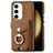 Soft Silicone Gel Leather Snap On Case Cover SD7 for Samsung Galaxy S22 5G Brown