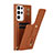 Soft Silicone Gel Leather Snap On Case Cover SY1 for Samsung Galaxy S23 Ultra 5G Brown