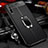 Soft Silicone Gel Leather Snap On Case Cover with Magnetic Finger Ring Stand for Huawei Enjoy 10S Black