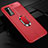 Soft Silicone Gel Leather Snap On Case Cover with Magnetic Finger Ring Stand for Huawei Honor V30 5G Red